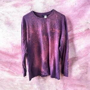 H&M Purple Bleach Dye Long Sleeve Shirt Size L Grunge Alt Streetwear Upcycled